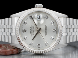 Rolex Datejust 36 Argento Jubilee 16234 Silver Lining Diamanti 